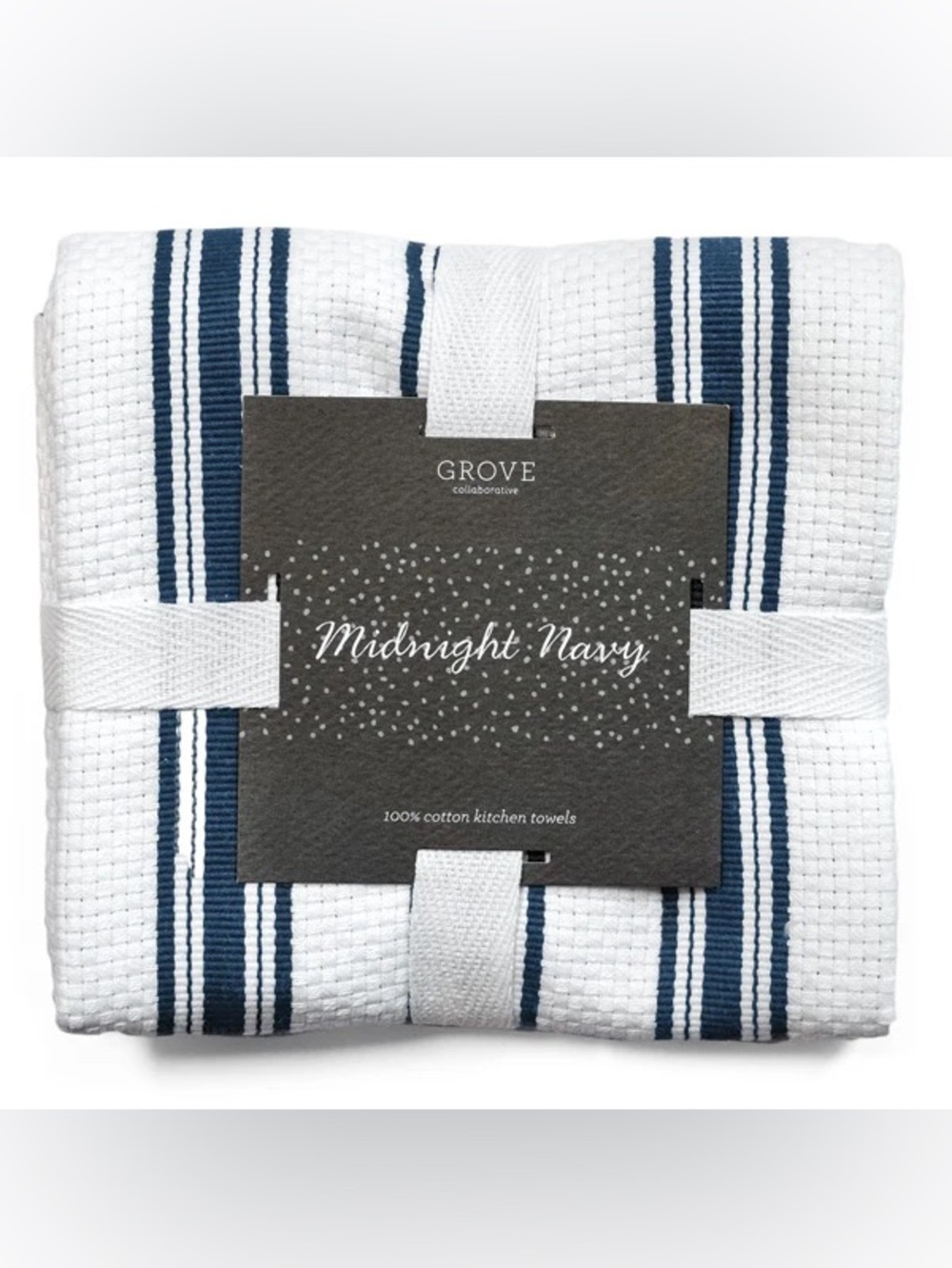 NWT Grove Collaborative Organic Cotton Classic Kitchen Towels in “Midnight Navy”